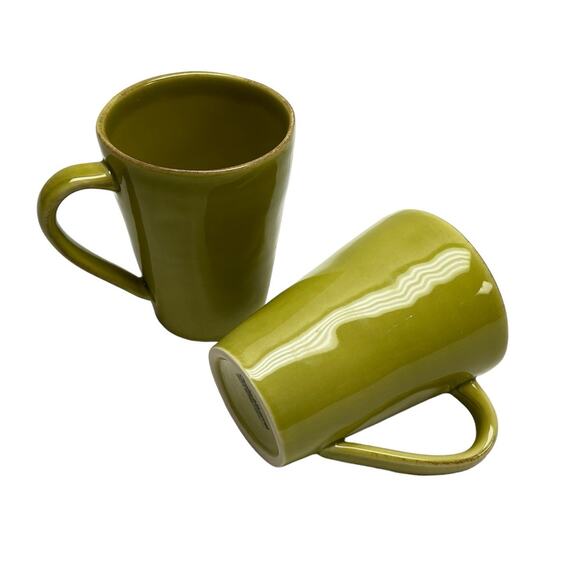 Crate & Barrel Portugal Rustic Ceramic Coffee Cups Sage Green (2) - Picture 1 of 7